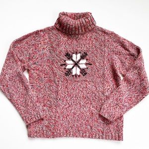 Sag Harbor Sport Snowflake Turtleneck Knit Sweater Size Small VGUC